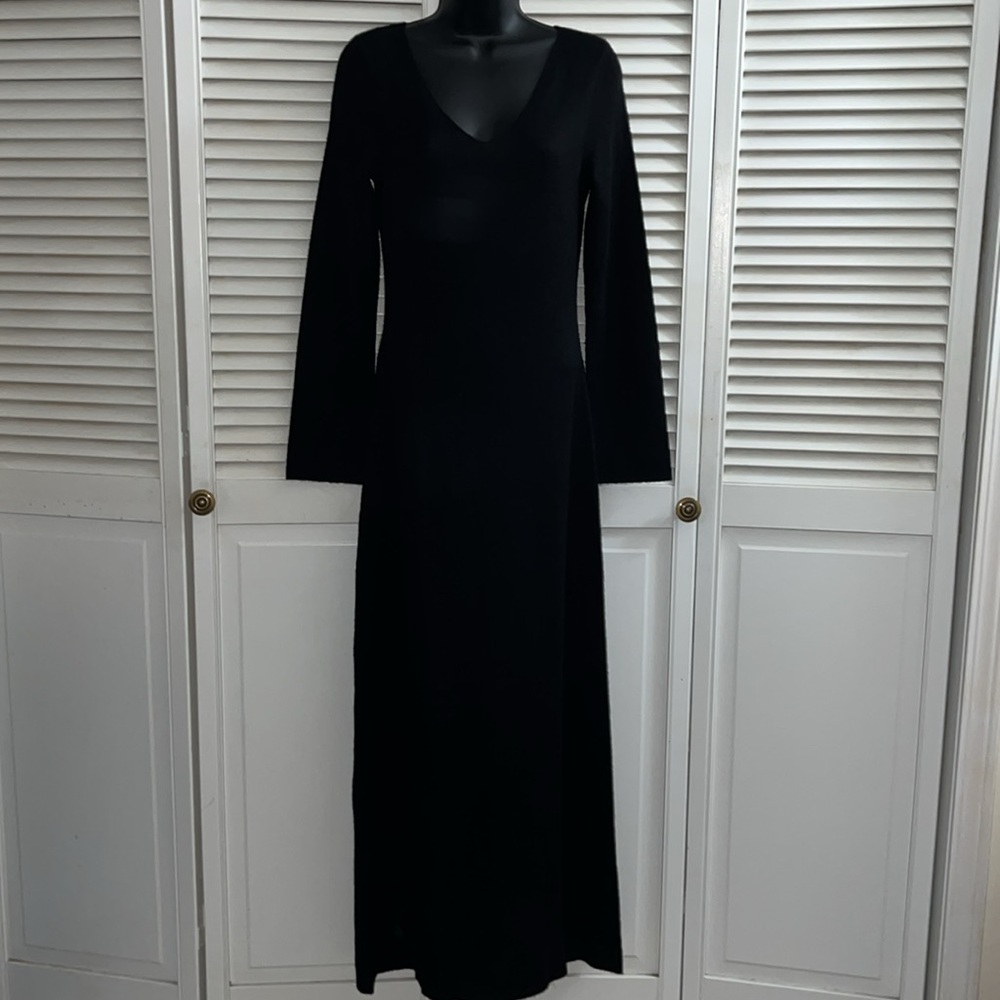 NWOT Peruvian Connection Pima cotton alpaca silk v-neck maxi dress - Picture 3 of 9